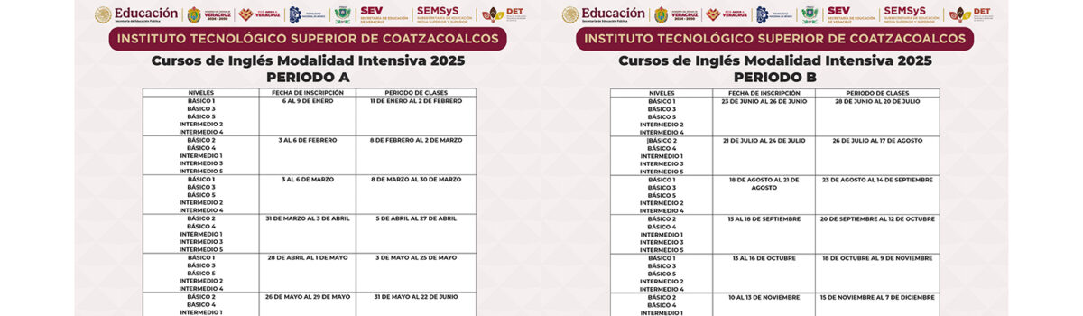 Consulta el Calendario de Cursos Intensivos de Inglés