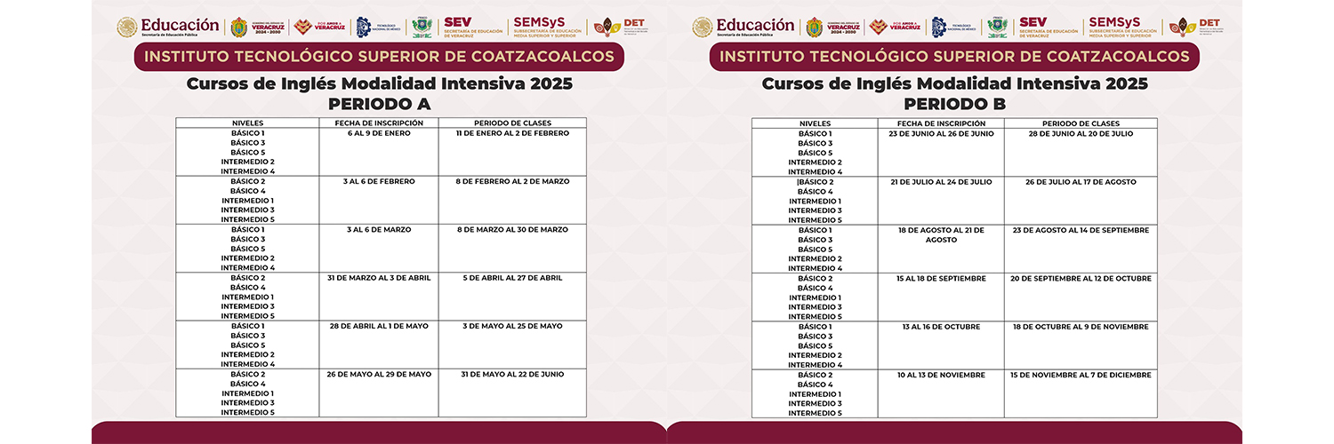 Consulta el Calendario de Cursos Intensivos de Inglés