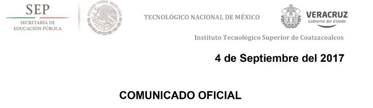 COMUNICADO OFICIAL: PERSONAL DOCENTE Y ADMINISTRATIVO DEL INSTITUTO TECNOLÓGICO SUPERIOR DE COATZACOALCOS